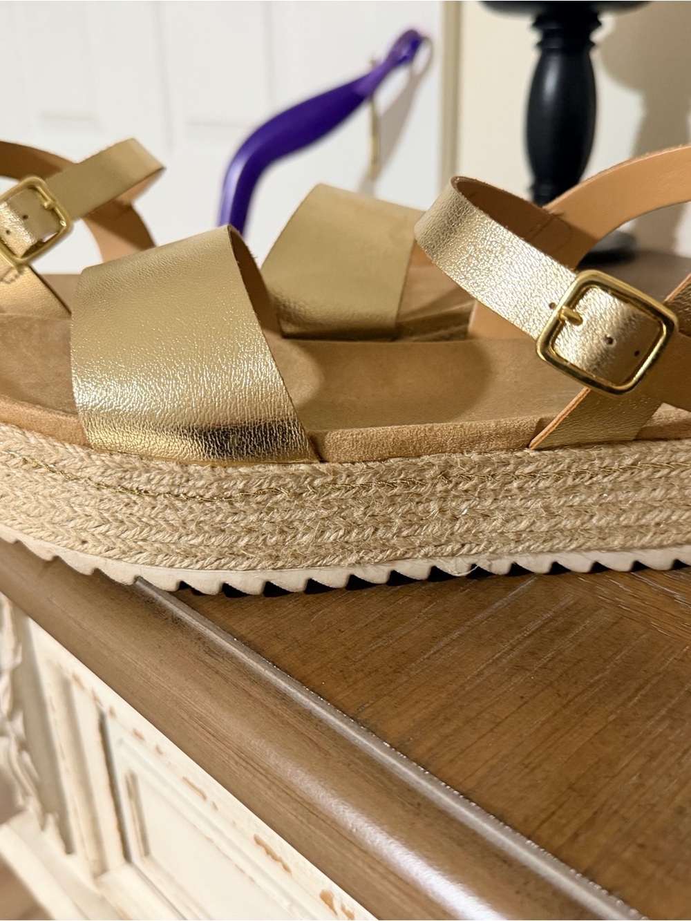 Cat & Jack Metallic Gold Espadrille Platform Sandals